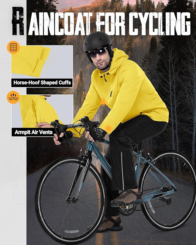 33,000ft Men's Packable Rain Jacket Lightweight Rain Shell Jacket with Hood Waterproof Raincoat for Cycling