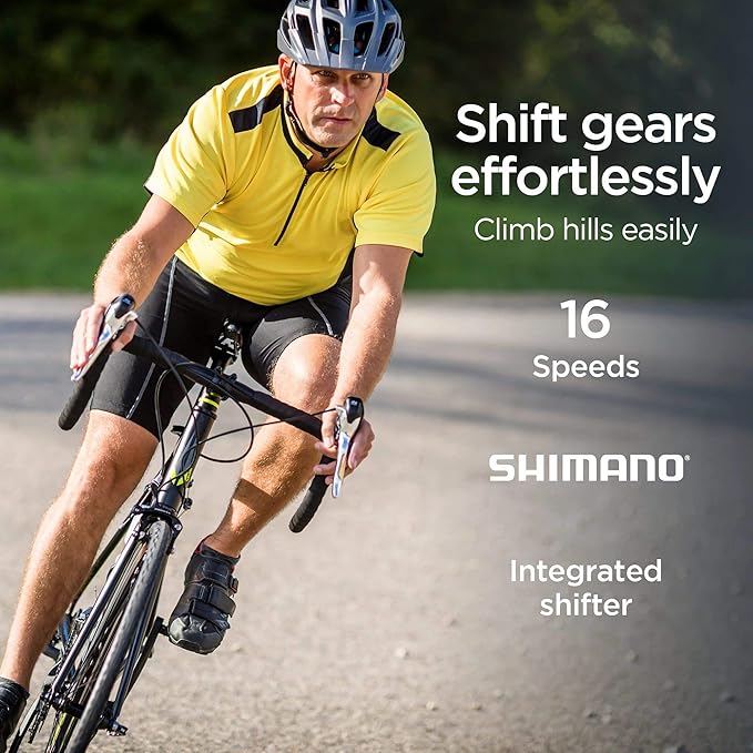 Schwinn Phocus 1.6 Disc Road Bike, 700c Bike for Men and Women, 16-Speed Road Bicycle, Lightweight Aluminum Frame, Alloy Carbon Fork, Disc Brakes, Aerodynamic Riding Position, Bikes for Adults