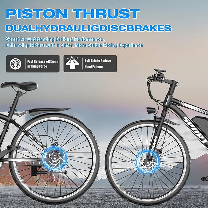 ASKGO Electric Bike for Adults, 1500W Peak Motor, 25Mph, 65Miles, 48V 10AH Removable Battery, 26“ Mountain Ebike with 7-Speed Gear for Beach Snow Commuter