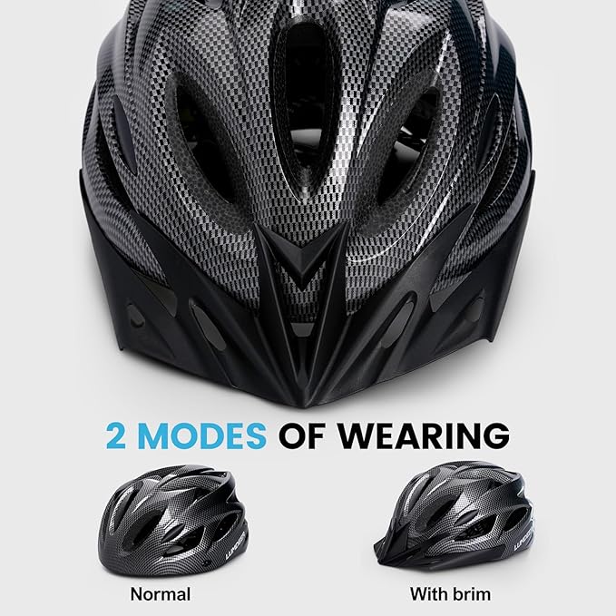 Adult Bike Helmet for Commuting and Cycling, Bicycle Helmet with Rechargeable Rear LED Light & Magnetic Goggles & Removable Sun Visor, Mountain and Road Bicycle Helmets for Men and Women 3 in 1