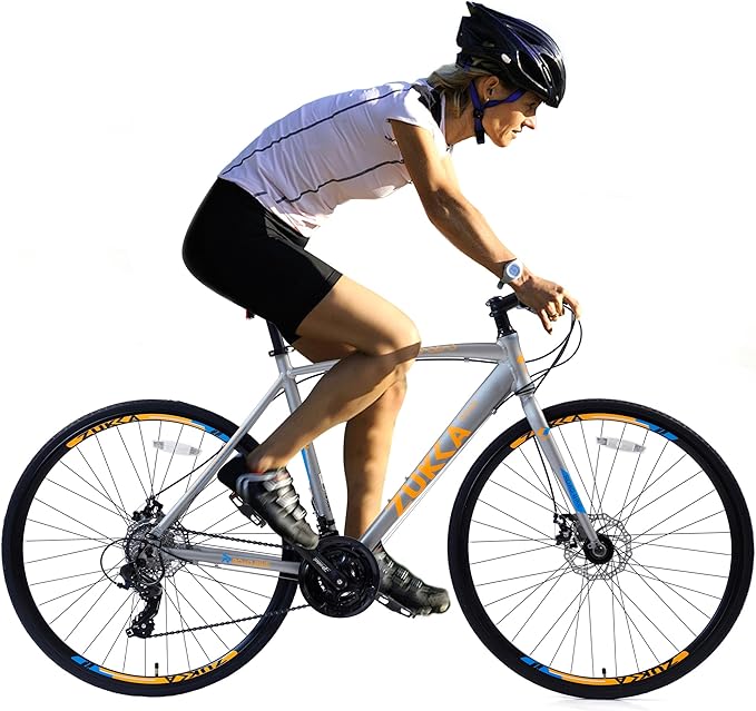 700C Road Bike，24 Speeds Hybrid Bike Disc Brake for Men Women's City Bicycle, Racing Bicycle，Lightweight Aluminium Alloy Frame Frame，4 Colors