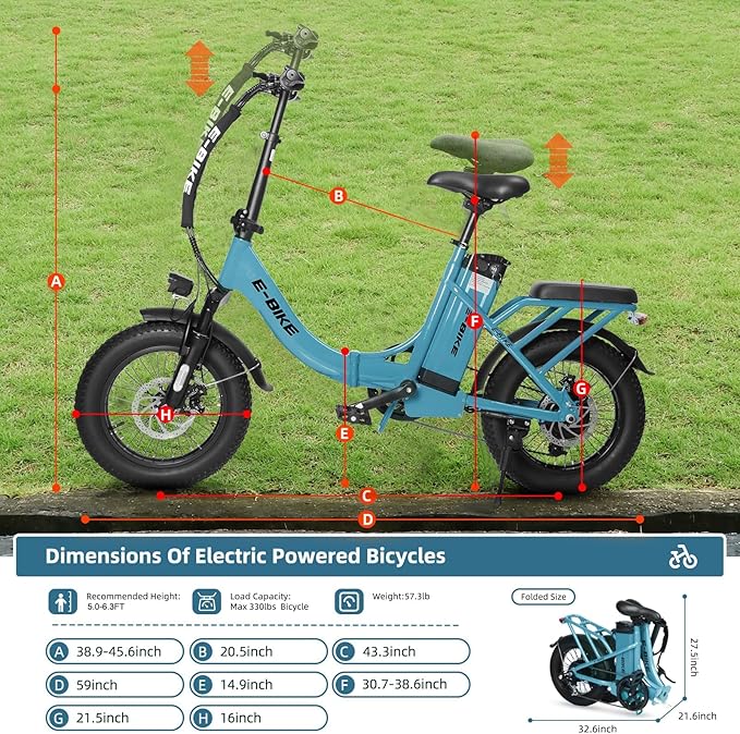 Electric Bike for Adults, 750W Long Range Foldable Ebike with One/Dual Removable Battery, 40-120 Mile/25-30MPH, 20"/16“ Fat Tire Electric Bicycle