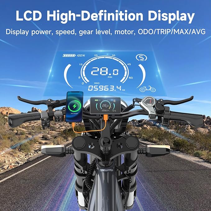 Electric Bike for Adults - 16/20 Inch Fat Tire Ebike, 750W/Peak 1500W Motor Ebike, 48V15.6AH Detachable Battery, 4 Riding Modes Electric Dirt Bike