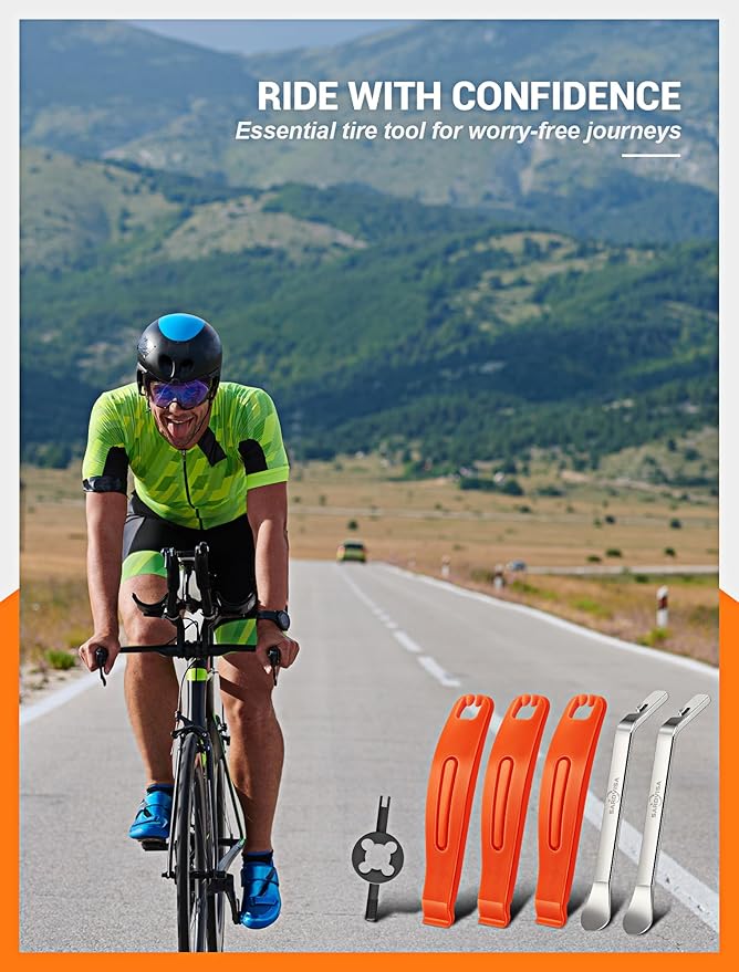 Bike Tire Levers| Ultra Strong Tire Levers & Stainless Steel Tire Spoons, Bike Tire Removal Tool for Road or Mountain Bike Tires, Must Have Bike Tire Tool in Bike Tire Repair Kit