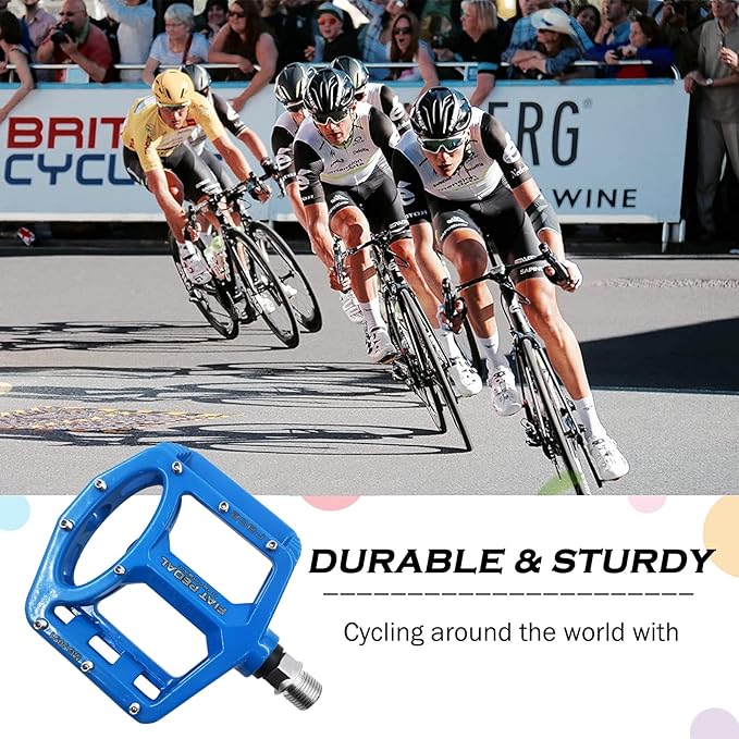 UPANBIKE Magnesium Alloy Bike Pedals 9/16'' Spindle Bearing High-Strength Non-Slip Large Flat Platform for Mountain Bike Road Bicycle