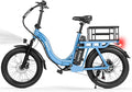 1200W Peak Folding Electric Bike for Adults, 28MPH 48V 10.4Ah Removable Battery, 55-Mile Range, 20"x3" Fat Tire, Step-Thru Ebike with Basket 7-Speed – Commuter E-Bike