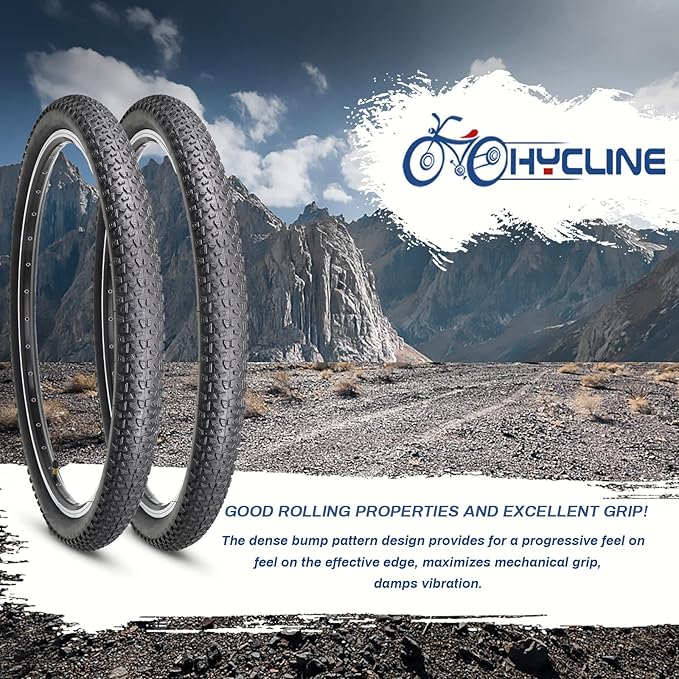 Hycline Mountain Bike Tire: 20/24/26/27.5-inch Folding Replacement High-Performance Wear-Resistant Bicycle Tires for MTB Off-Road Bike