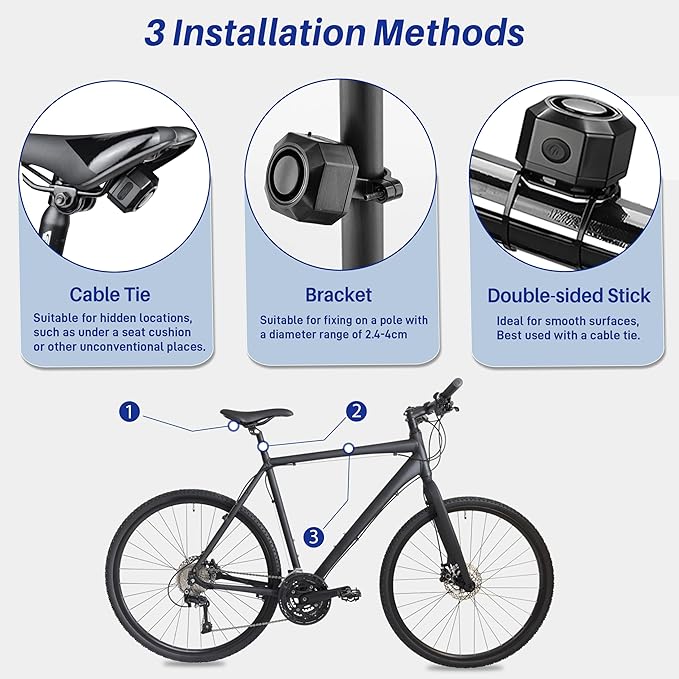 Cruxer Bike Alarm USB Rechargeable with Mount, Electric Bike Alarm with Remote,Wireless Motion Sensor Bicycle Security Anti Theft System,Waterproof Vibration Alarm for Motorcycle Scooter (1 Pack)