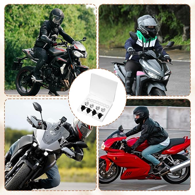 Motorcycle Helmet Visor Screws, 8PCS Helmet Visor Screws with 8PCS Rubber Washers Helmets Visors Replacement Set Helmets Fixing Screw Motorcycle Helmet-Accessories for Motocross, Black