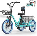 Electric Tricycle for Adults, Peak 1200W Electric Trike, Foldable Electric Bike with 468Wh/720Wh/960Wh Removable Battery, Step-Thru 3 Wheel Electric Bikes for Women Men, 20 Tire