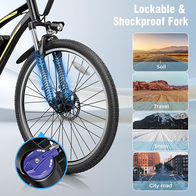 Electric Bikes for Adults, 26"/27.5" E Bikes for Adults with 1200W Peak Motor, 28 MPH, 50+ Miles Range Electric Bicycle, E Mountain Bike with 480WH Removable Battery, UL Certified
