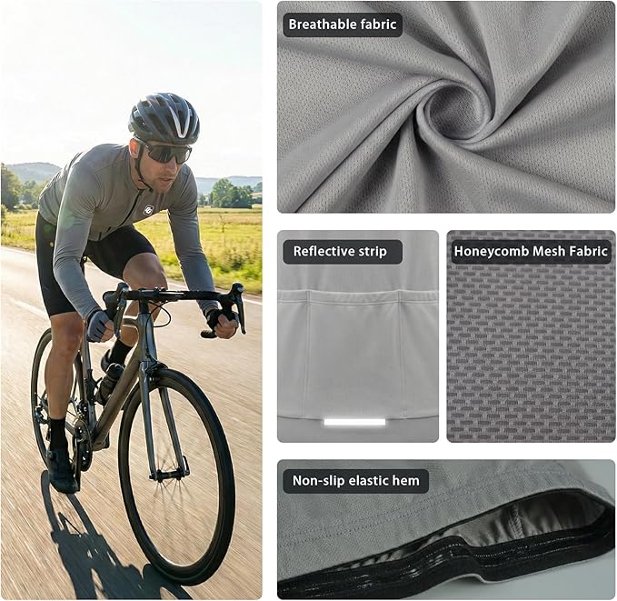 Cycling Jersey Men Bicycle Shirt Short and Long Sleeve MTB Road Biking Jersey with Pockets