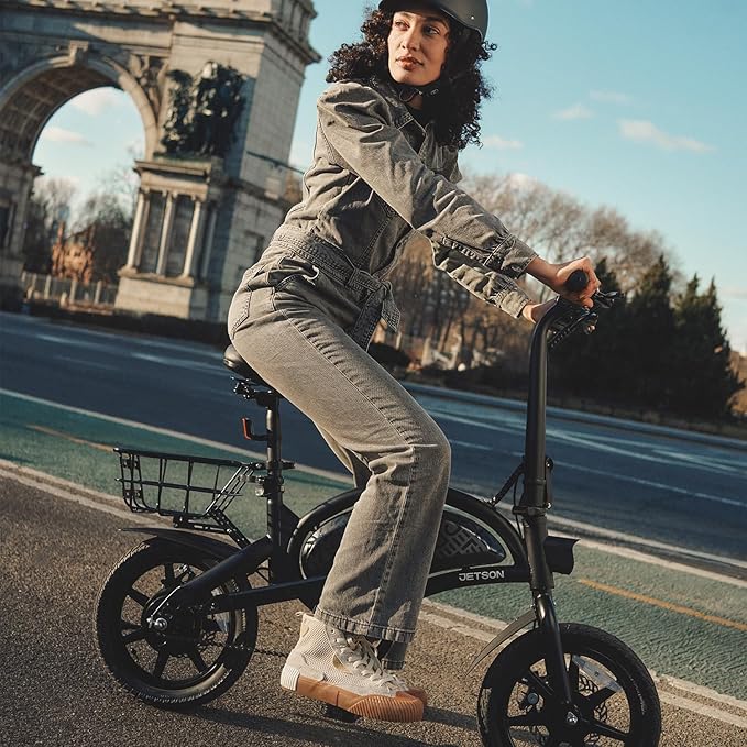 Jetson Bolt Electric Bike, Foot Pegs, Easy-Folding, Built-in Carrying Handle, Twist Throttle, Cruise Control, Up to 15.5 MPH, Range Up to 15 Miles, Ages 13+