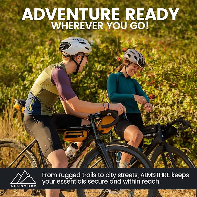 ALMSTHRE Compact Bar Bag – California Gold | Hard-Shell Bike Handlebar Bag with Waterproof Zipper & Adjustable Straps | Lightweight Bicycle Handlebar Bag, Compatible with Road, Gravel & MTB Bikes