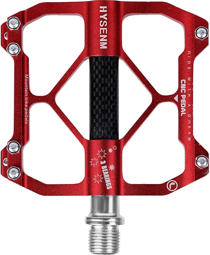 HYSENM Mountain Bike Pedals Aluminum 9/16 Inch MTB Bicycle Pedals Wide Platform Flat Pedals, Lightweight Non Slip Bike Pedals Road Bike Adult
