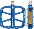 Mountain Bike Pedals with Reflectors, Aluminum Metal Bicycle Flat Pedals 9/16" - 3 Sealed Bearings, Non-Slip Wide Platform with Removable Pins for MTB, Road Bike, BMX, Ebike