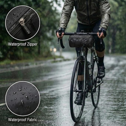 2.5L Bike Handlebar Bag, Waterproof Bicycle Front Bag with 2-Point Secure Straps, Lightweight Bike Pouch for Mountain Road Bikes and Commuting, Black 9.25 x 4.33 inch