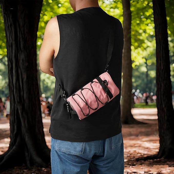 Bike Handlebar Bag for Bicycle, Nylon Cycling Front Bag with Side Pockets and Elastic Cord, Compact Storage Pouch for Commuting, Travel and Daily Riding