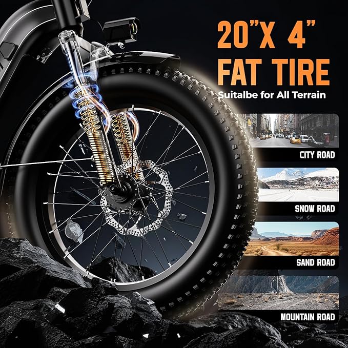 1500W Electric Bike for Adults,48V 20Ah Removable Battery Fast Ebike,Max 70Miles & 30MPH,20" x4.0 Fat Tire Electric Mountain Bike,7-Speed, Step-Thru Commuting Bicycle