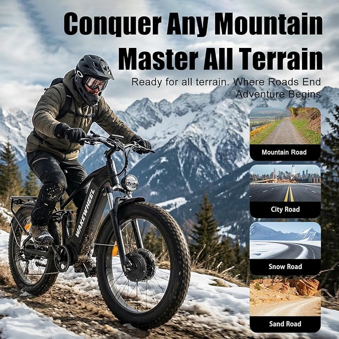 8000w Electric Bike for Adults, 60V 32Ah Battery Ebike, Fat Tire & Long Range Electric Bicycles, 210Nm Mountain Bike Full Suspension, Hydraulic Brake Electric Bicycle