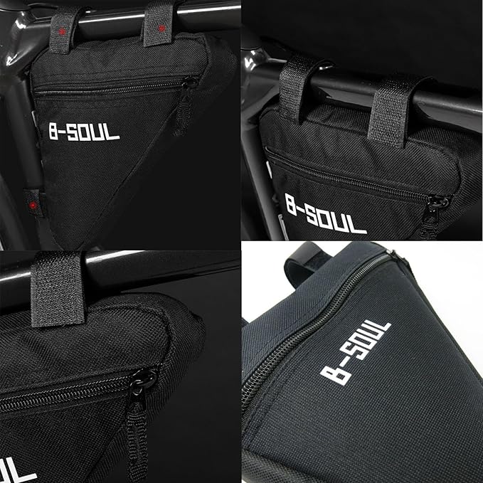 Bike Frame Storage Bag, Top Tube Bag for Phone, Triangle Bags, Bicycle Storage Pouch, Bicycle Triangle Bags Strap-On Under Seat Tool Accessories Pouch, with 1 Metal Tire File, 6 Bike Tire Patches