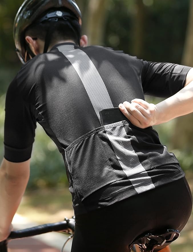 INBIKE Mens Cycling Jersey 3 Rear Pockets Moisture Wicking Short Sleeve Quick Dry Reflective Biking Shirts