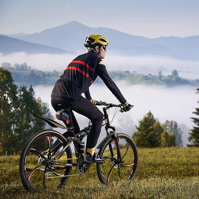 26" Foldable MTB – 21-Speed Full Suspension, High-Carbon Steel Frame, Dual Disc Brakes & Quick-Release Tires – Adults & Teens (Multiple Colors)