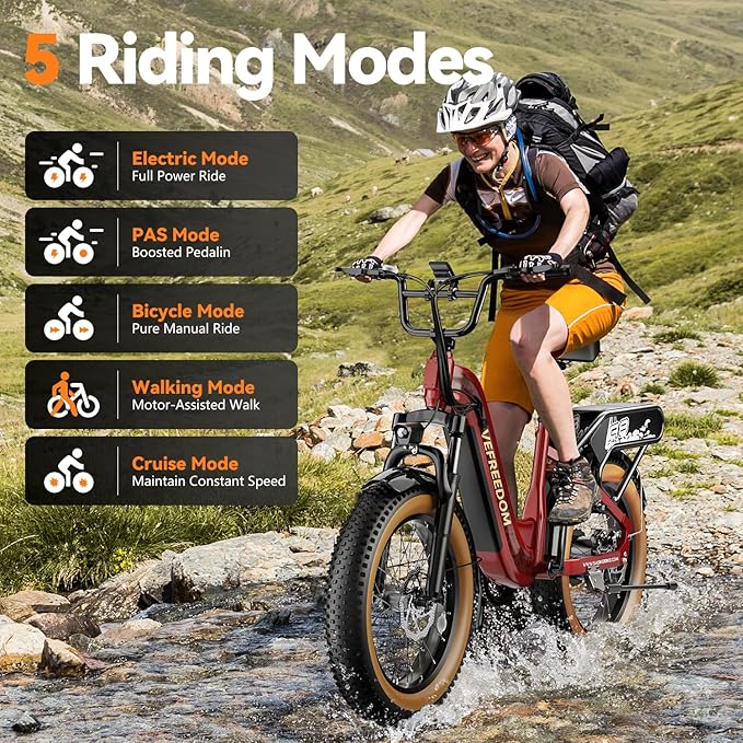 1500W Motor Electric Bike for Adults 80 Miles 30MPH Ebike 20" x 4 Fat Tire 48V 20Ah Removable Battery Mountain E Bike Commuter Front Suspension Bicycles Men Women