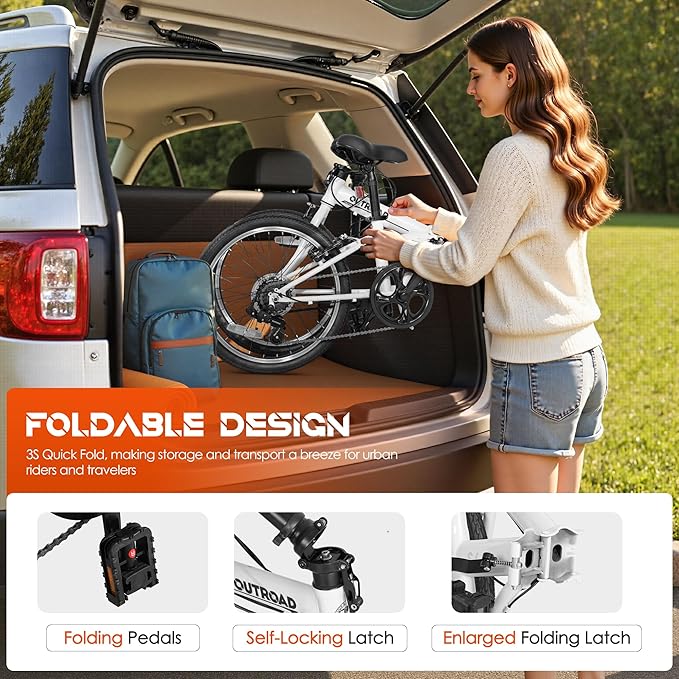 20 inch Folding Bike,7 Speed Lightweight City Commuter,Foldable Bike for Adults with Aluminum Frame Step Through Collapsible Bike for Women Men Seniors(Black/White/Blue/Pink)
