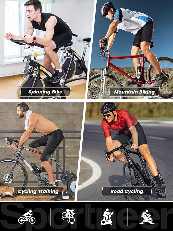 Sportneer Padded Bike Shorts for Men - 4D Padding Mens Bicycle Cycling Biking Clothing Shorts, Breathable and Absorbent