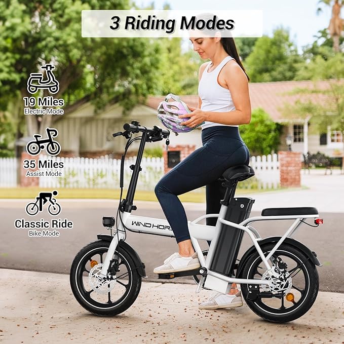 RIDWIND 16" Folding Electric Bike Adults, Peak 630W Adult Electric Bicycles, Up to 25 MPH and 35 Miles Foldable Ebikes, Electric Bike for Teens with 36V 8Ah Removable Battery, UL2849 Certificate