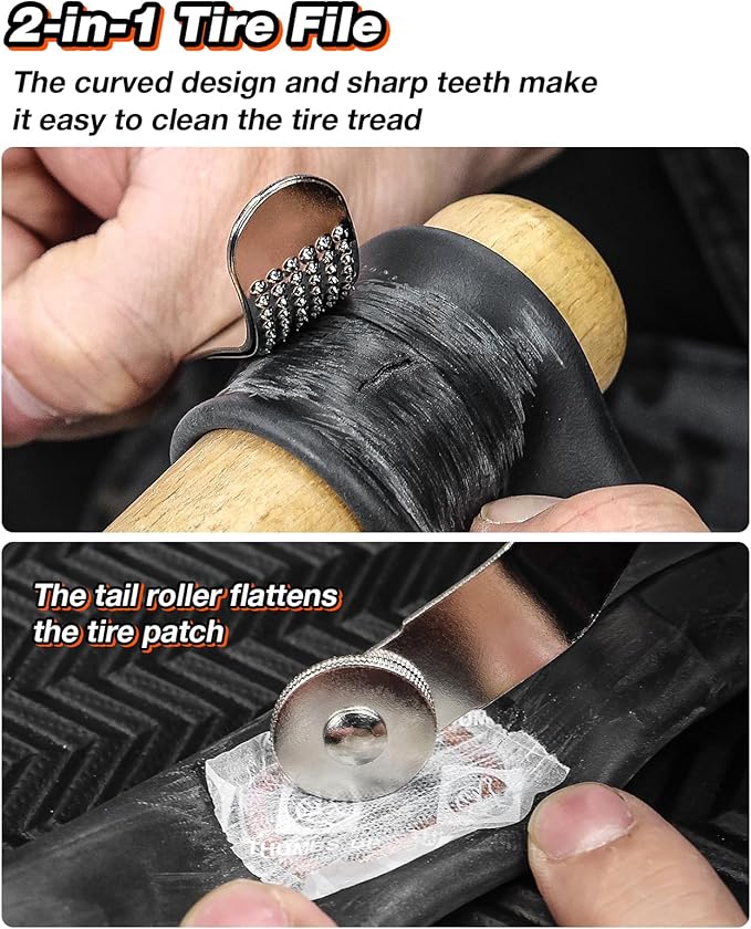 Bike Tire Repair Kit for Road & Mountain Bikes, Portable Inner Tube Patch Kit with Vulcanizing Patches, Glue & Rim-Safe Levers