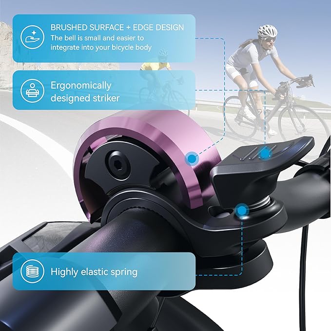 Greallthy Bike Bell, Aluminum Alloy Bicycle Bell with Clear Loud Sound, Bike Bells for Adults and Kids, Sturdy and Compact Bell Fits 0.75-1in(19-25.4mm) Handlebar for Mountain, Road Bikes.