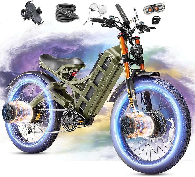 eAhora 2026 Romeo Pro3/2 50/46Mph Ebike 5600/4000W Dual Motor 200+Miles Electric Bike for Adults, 52V/70Ah 60V/80Ah Long Range 26 * 4.0" Fat Tire Full Suspension Electric Mountain Bike