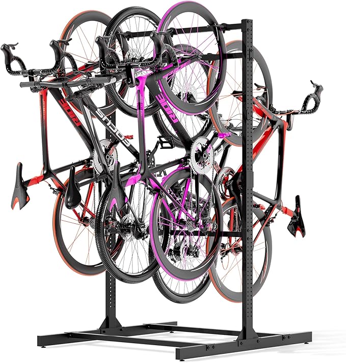 Freestanding Bike Stand for Garage, 6 Bikes Stand Vertical Bike Storage Rack 600 Lbs Heavy Duty Bike Floor Stand,Indoor/Outdoor Bike Racks for Home and Garage Organizerike (Bike stand for 6 bikes)