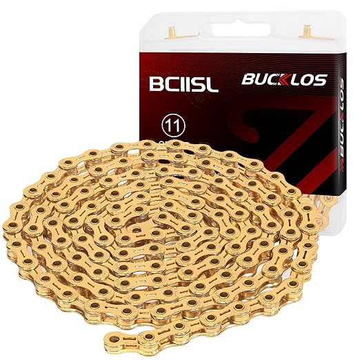 BUCKLOS 6/7/8/9/10/11/12 Speed Bike Chain, High Performance Lightweight Bicycle Chains for Road Bike/Mountain Bike/Ebike,Compatible with Shimano, SRAM, Campagnolo Silver/Gold