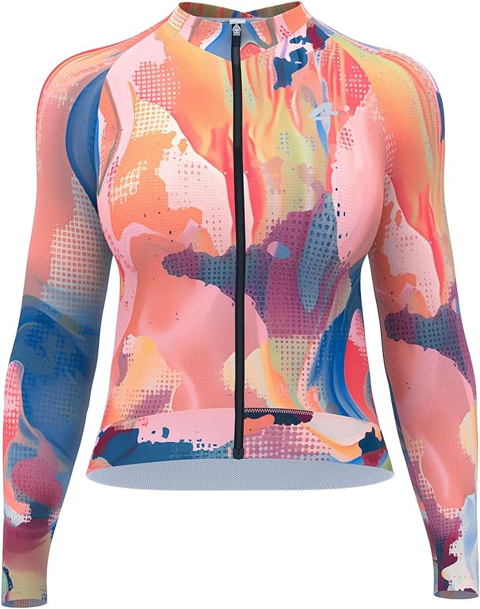 LAMEDA Cycling Jersey Women Long Sleeve, Breathable Bike Jersey with Pockets, Bike Shirts for Bicycle Road Biking Riding