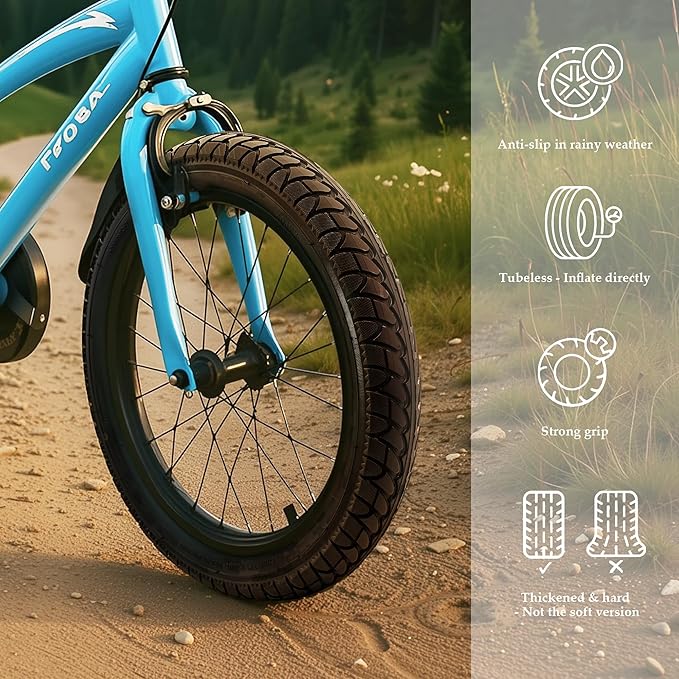 16x2.125 Tubeless E-Bike Tire,16" Compatible with 16x2.1 16x2.15 16x2.0 fit for Folding Bikes, Kids' Bikes, Compact Electric Bikes, Small Road Bikes & Children's Racing Bikes
