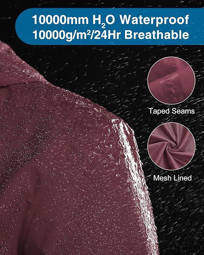 33,000ft Packable Rain Jacket Women Lightweight Waterproof Raincoat with Hood Cycling Bike Jacket Windbreaker