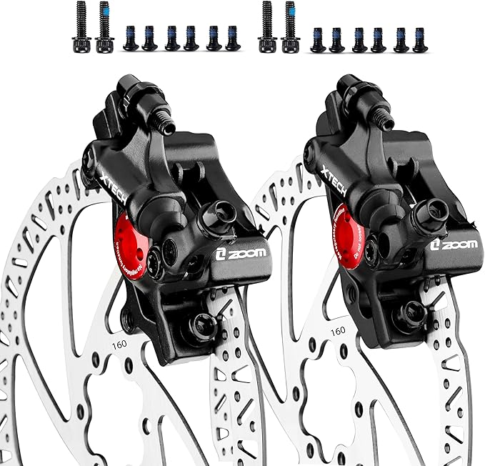 Zoom Hydraulic Disc Brake Calipers: HB-100 MTB Bike Disc Brakes Front & Rear Caliper Set for Mountain, Road Bicycle and E-Bike