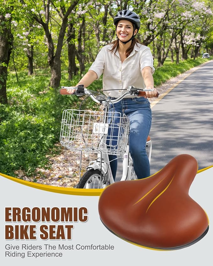 24/26 Inch Foldable Bike Folding Bicycle, 7 Speed Beach Cruiser Bike with Lock, Comfort Back Seat, Foldable Basket & Ergonomic Upright Frame, Cruiser Bicycle for Adults