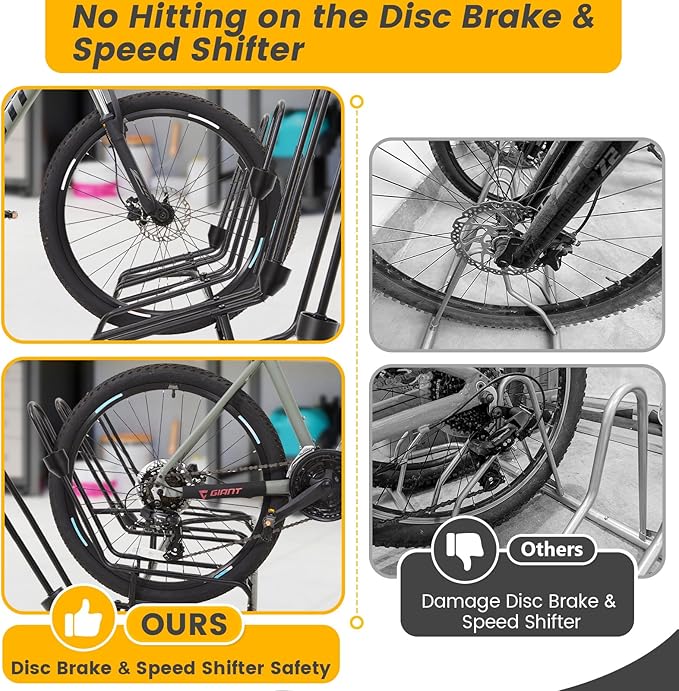 Bike Stand for 3 Bikes, Anti-Collision Design Protects Disc Brake & Derailleur, Waterproof Bike Rack Indoor/Outdoor/Garage Use, Fits Road/Kids/MTB Bicycles with 12"-29" Tires