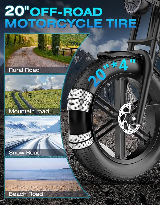 Electric Bike for Adults,2500W Peak Motor, 100 Miles, 48V 23AH Battery Electric Dirt Bike, 33MPH, NFC/Password Unlock, 7-Speed, Dual Suspension 20" Fat tire Ebikes for Adults