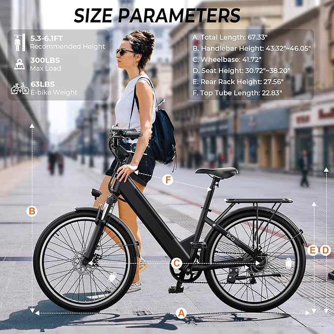 Electric Bike for Adults,26" Step-Thru EBike with 1000W Peak Motor,50 Miles 21.7MPH Adult Electric Bicycles with 48V Internal Removable Battery, Adjustable Stem,7 Speed,UL 2849 Certified