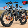 9000W Peak Electric Bike,58V Max-Output Dual Motor Ebike for Adults, 47MPH 1856Wh Fast E Bike,Up to 105Miles 24" x4.0 Fat Tire Full Suspension Mountain E Bicycle for Sand Beach Commuter