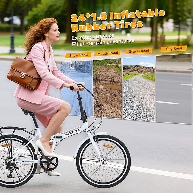 20" Folding City Commuter Bike,7-Speed Shimano,Lightweight Aluminum Frame,Foldable Bicycle for Adults,Compact Folding Bike,Mini Portable