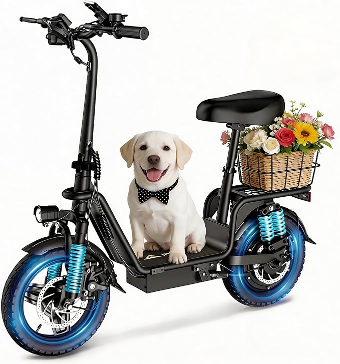 Electric Scooter Adults, 1300W/900W Peak Motor, Electric Scooter with Seat, 48V 13Ah/10.4Ah Battery, 14" Tires, 35/28 Miles Range, 20 MPH, 330 LBS Load, Dual Braking