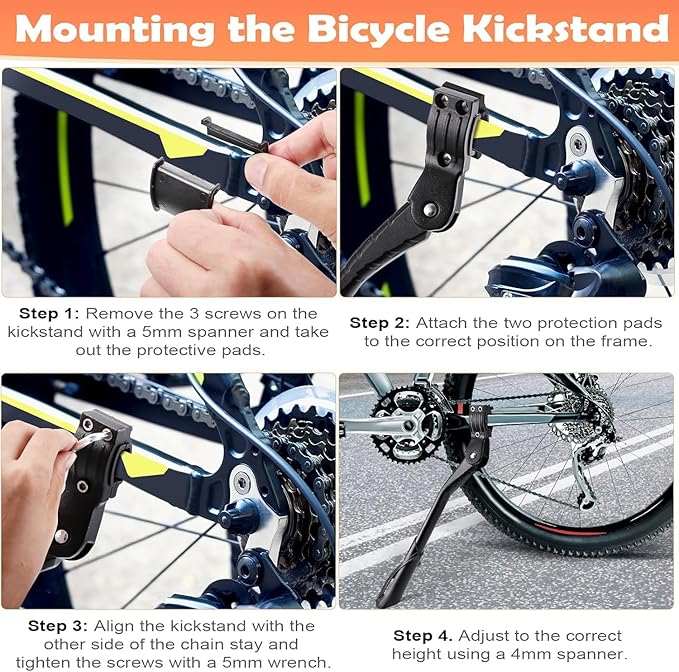 Bike Kickstand for Adult Bikes,Aluminum Alloy Bicycle Kickstand Adjustable for 24-29 Inch,Bicycle Kickstand for Mountain Bike, Trek Bike, Road Bike, City Bike,Non-Slip Sole (style-3)