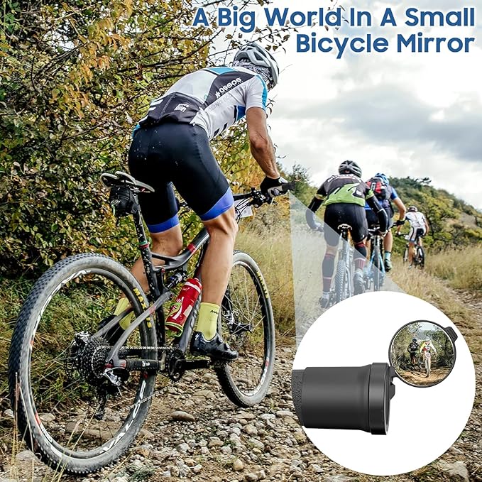 MoKo 2 Pcs Bike Mirrors, 360° Rotatable Bicycle Mirrors for Handlebars Convenient Safe Rearview Mirror Durable Acrylic Silicone Mirror for Mountain Bike Bicycle E-bike Motorcycle Round Handlebar