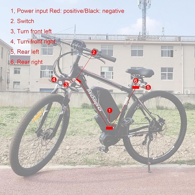 XBERSTAR Bike Tail Light Turn Signals 12V Turn Signals Light Electric Bicycle Tail Light Safety Warning Bike Lights for Bicycle E-bike Motorcycle